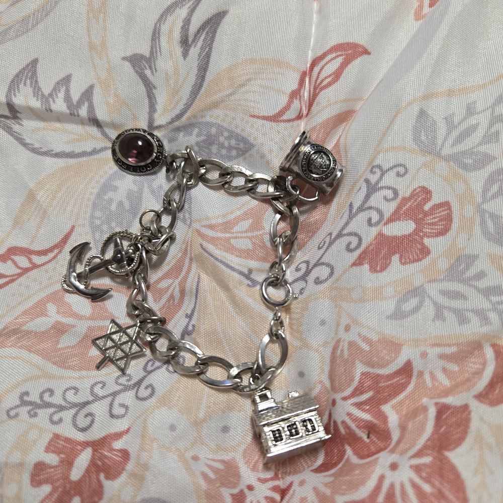 Silver Charm Bracelet with House and Anchor Charms